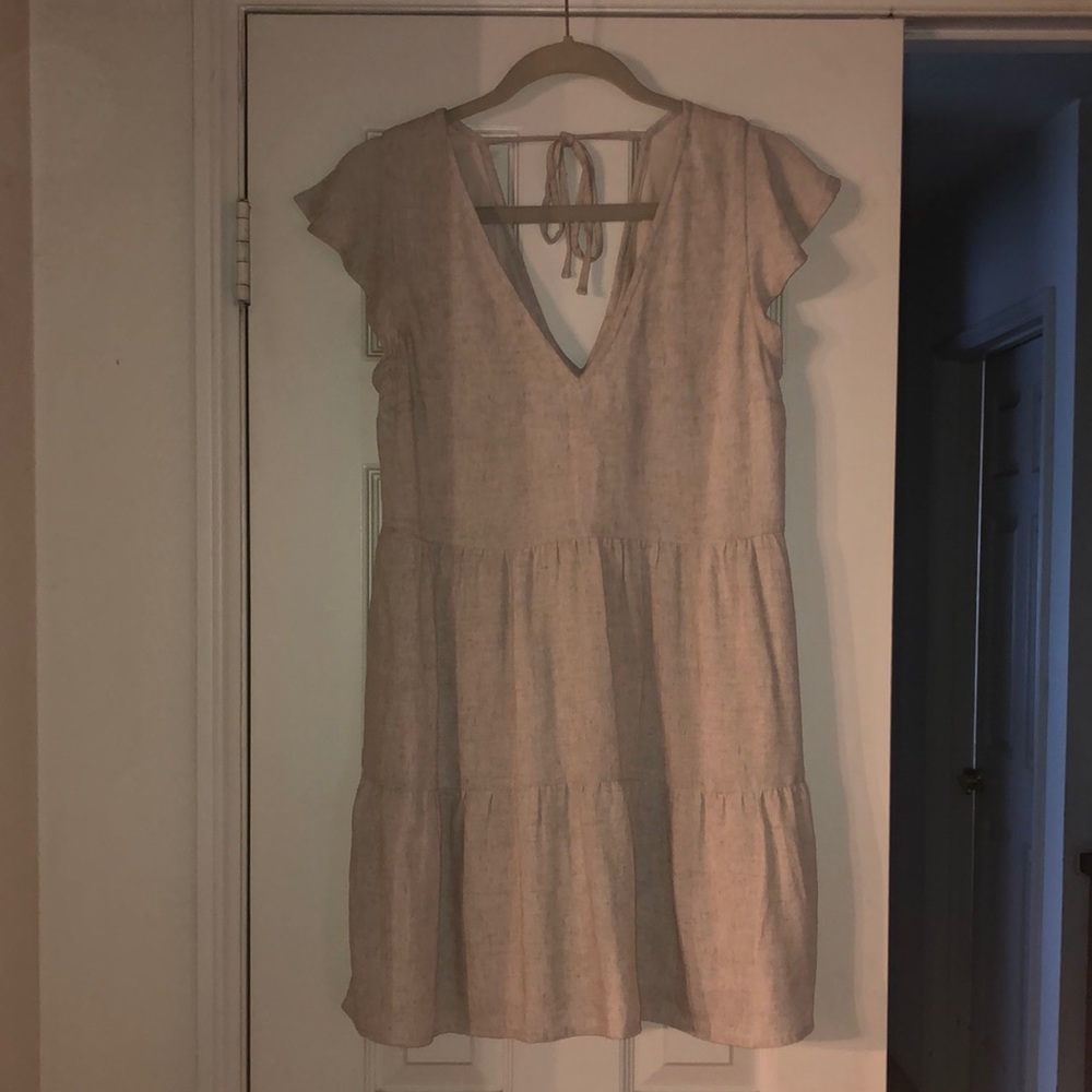 Abercrombie Fitch tan linen dress three tiered